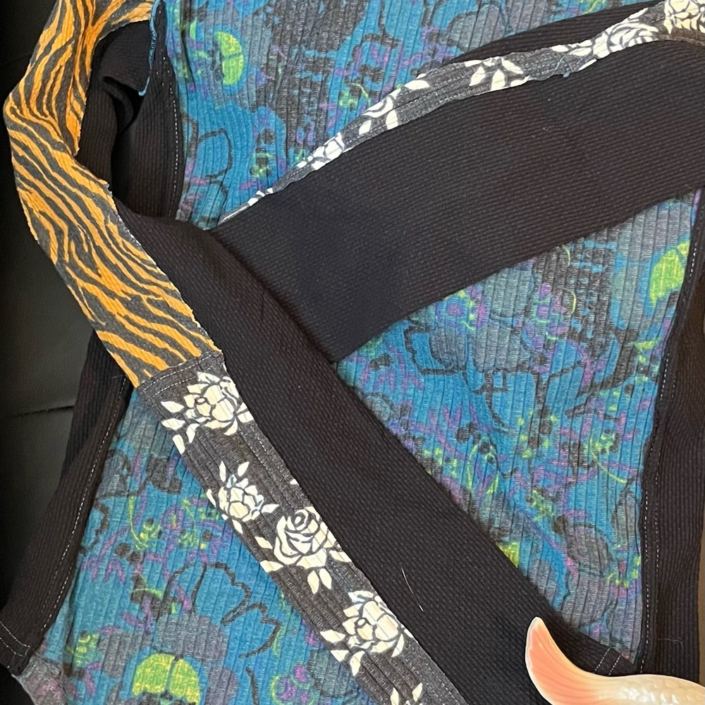 Free People multi color block long sleeve  mock turtleneck Size Large New